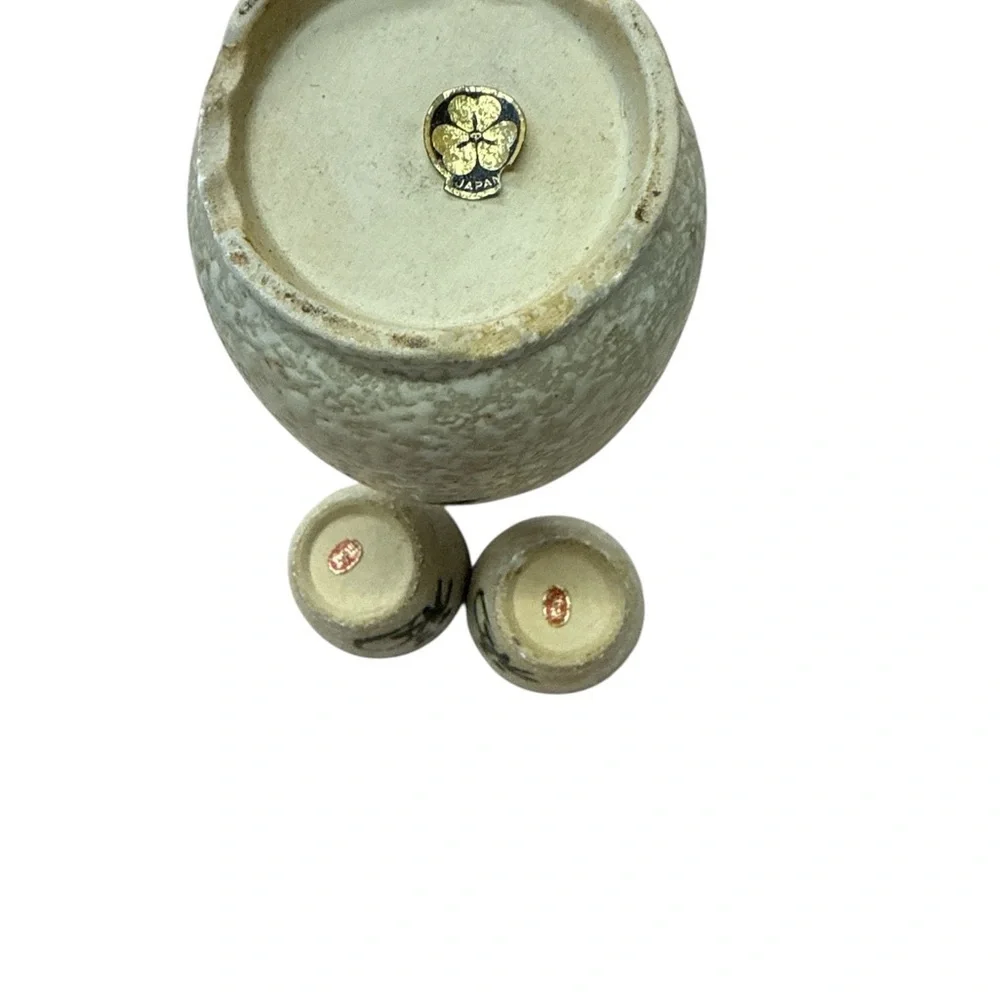 Ceramic Japanese  Sake and Cup Set with Black Accents